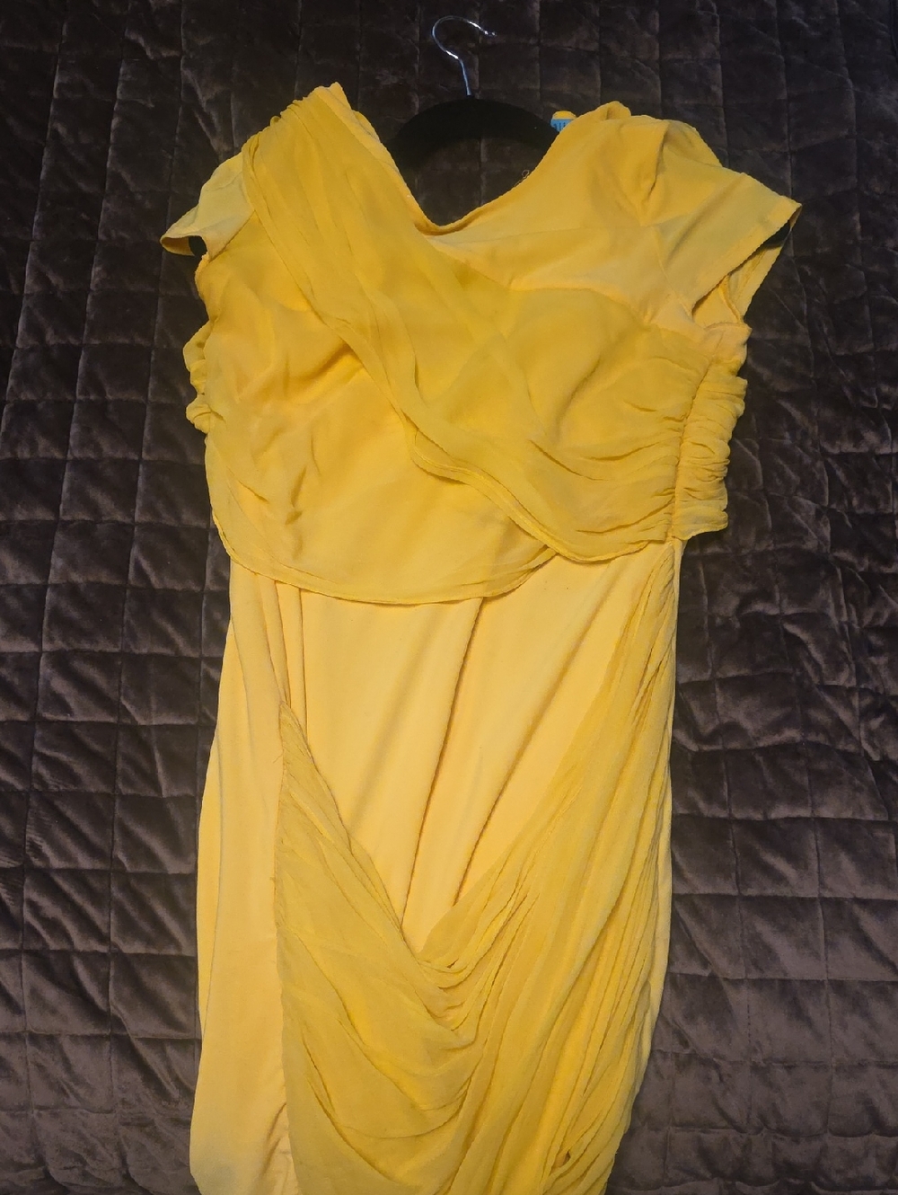 Alice + Olivia Bright Yellow Draped Chiffon Maxi Dress